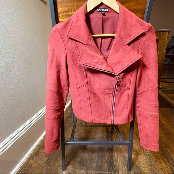 Express Jackets & Blazers - Sz xxs Express suede cropped Red Jacket